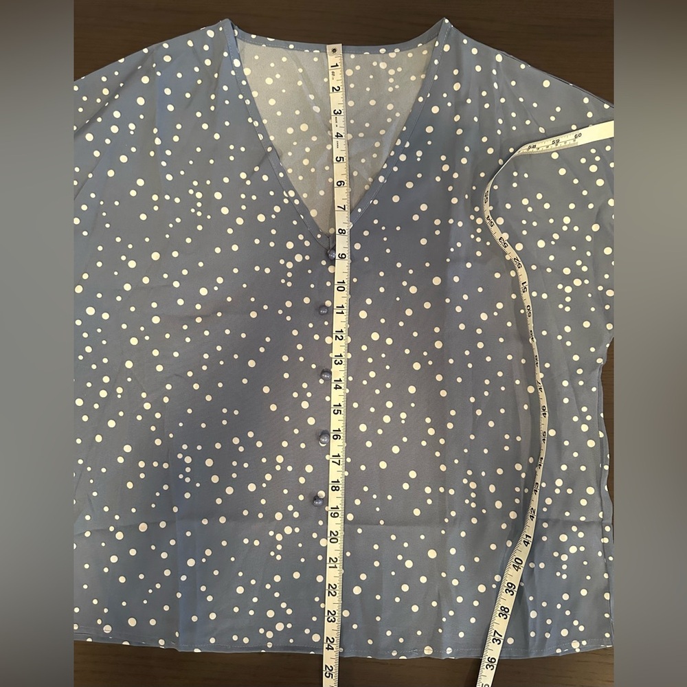 Blue Polka Dot V-Neck XL NIP - Picture 7 of 14